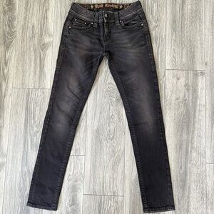 Rock Revival Grunge Celine Skinny Embellished Pockets Black Jeans | Size 28